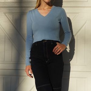 Vintage Pale Blue Cropped Cashmere Sweater